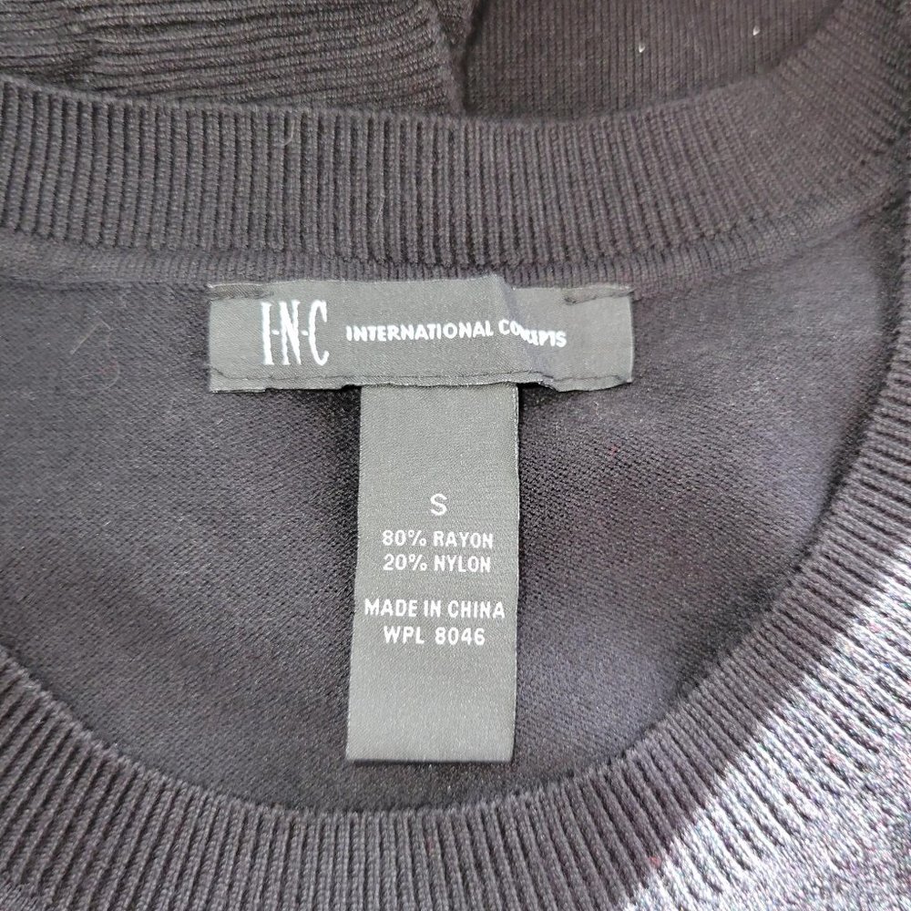 INC Lipstick Sequins Black Crew Neck Sweater Women Size Small - Picture 7 of 8